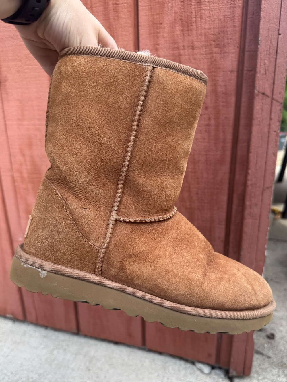 UGG Classic Short II Chestnut Suede Shearling Boots Women's - Size 7